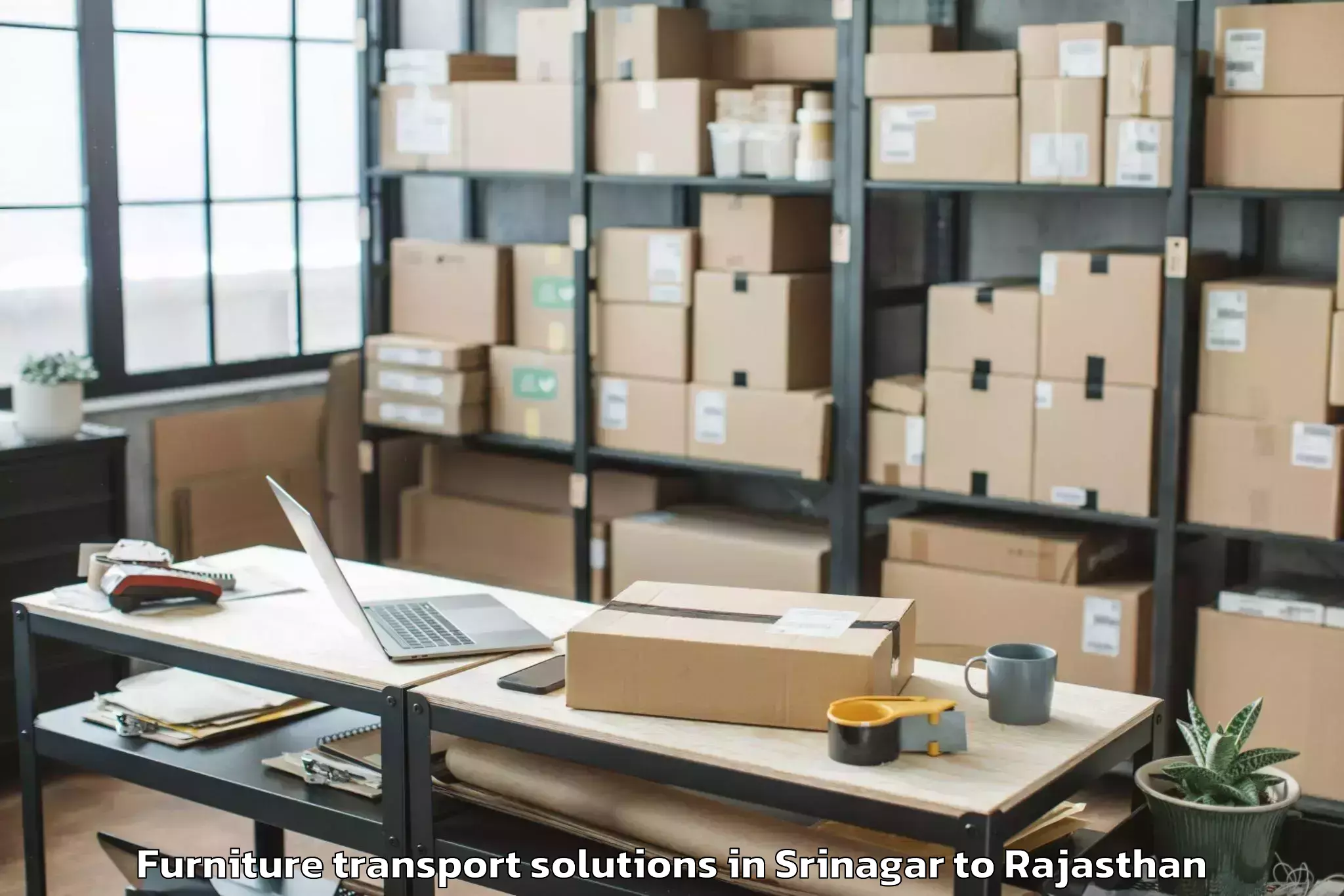 Top Srinagar to Reengus Furniture Transport Solutions Available